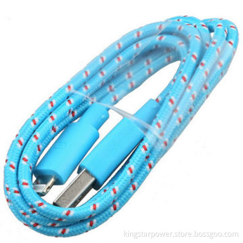 8 Pins USB Data Cable for iPad Mini 4, iPhone 5, 5C, 5S, iPod Touch 5, Flat Fabric Braided, iOS 7.1